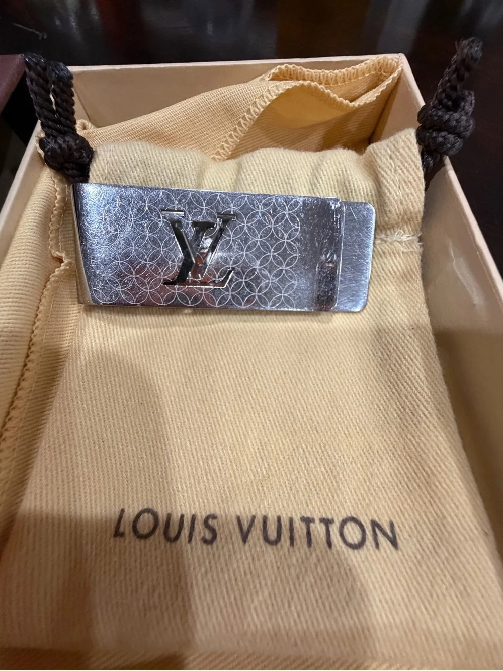 Louis Vuitton Silver-Tone Rectangular Money Clip